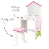 Masuta de toaleta cu oglinda si scaun cu scaun Princess Vanity Kidkraft Masuta de toaleta cu oglinda si scaun cu scaun Princess Vanity Kidkraft